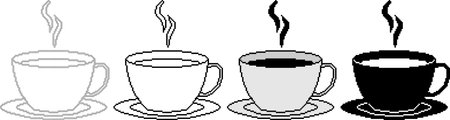 pixel art coffe cup flat icon setのイラスト素材