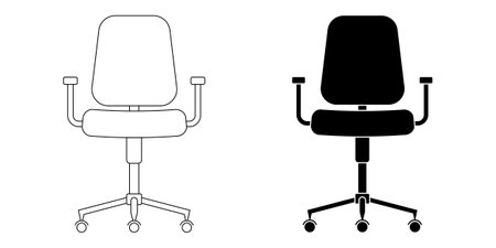 outline silhouette office chair icon set isolated on white dackgroundのイラスト素材
