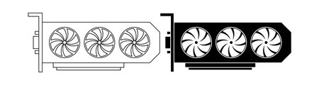 Graphics processing unit gpu icon set isolated on white background