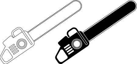 outline silhouette chainsaw icon setのイラスト素材