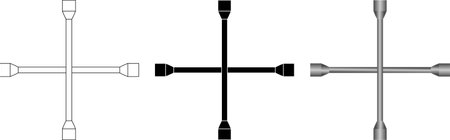 outline silhouette lug wrench icon setのイラスト素材
