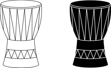 outline silhouette djembe icon setのイラスト素材