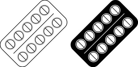 outline silhouette pack pill icon setのイラスト素材