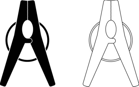outline slhouette Clothespin icon setのイラスト素材