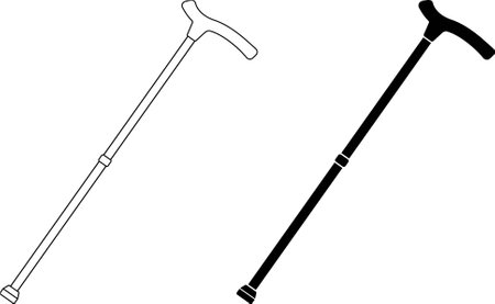 outline silhouette walking stick icon setのイラスト素材