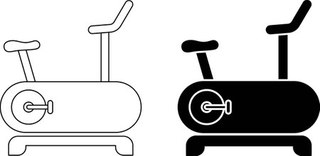 side view stationary bicycle icon setのイラスト素材