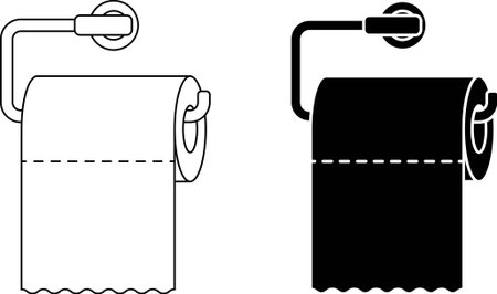 outline silhouette toilet paper dispenser icon setのイラスト素材