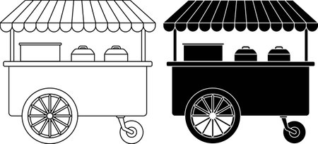 side view Food Cart icon setのイラスト素材