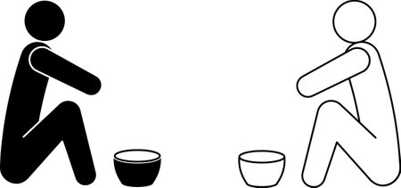 outline silhouette beggar icon setのイラスト素材