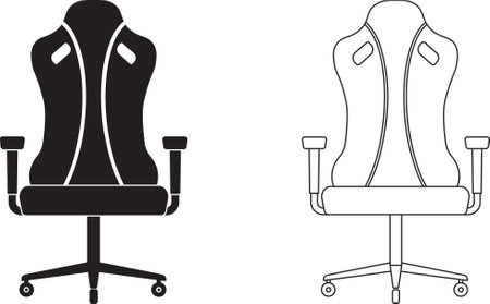 front view gaming chair icon setのイラスト素材