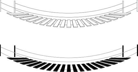 side view Simple suspension bridge icon setのイラスト素材