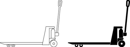 side view manual pallet jack icon setのイラスト素材