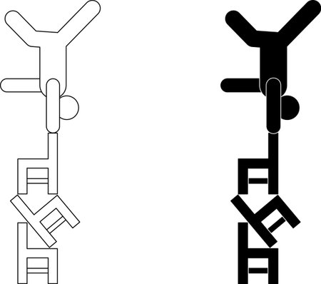 outline silhouette Chair acrobatics icon setのイラスト素材