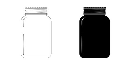 outline silhouette mason jar icon set isolated on white backgroundのイラスト素材