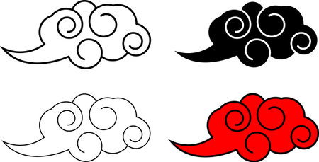 outline silhouette chinese cloud icon setのイラスト素材