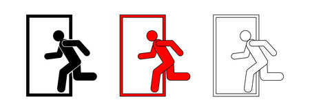 outline silhouette emergency exit iconのイラスト素材