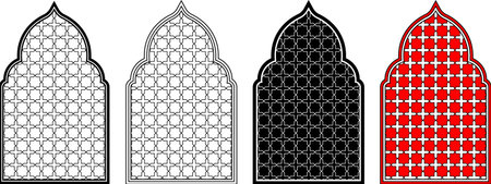 outline silhouette Arabic Window Icon Setのイラスト素材