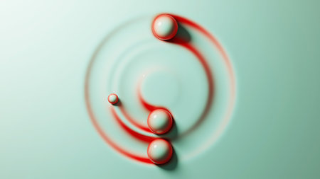 Abstract sphere on viscous surface, 3D rendering.
