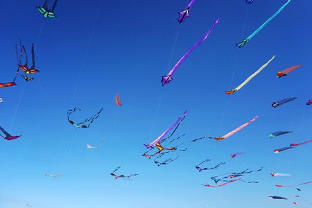 Wind festival at Bondi beach, Sydney, Australia on 10 September 2017. Colorful kites in the sky as famous event at Bondi beach, Sydney call Wind Festival.のeditorial素材