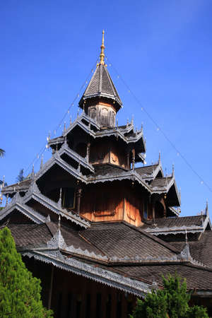 Beautiful Thai temple with blue sky 