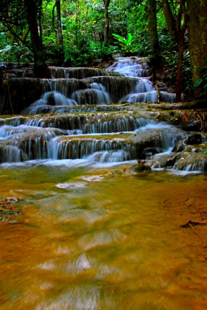 Small waterfall and rainforest and in National park Lumphang county of, Thailand の写真素材