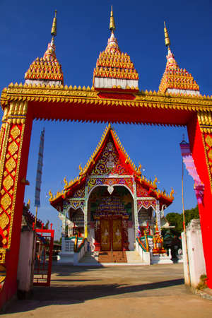 Entrance the door church at Wat Don keaw of Nan, Thailandの写真素材