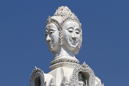  Sculpture face withe angel at Wat Ming Muang, Nan,Thailand 