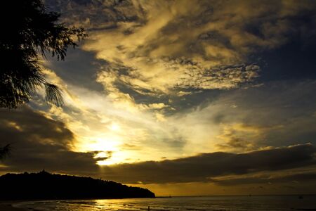 Sunrise and shadow natural the beach Ban Krut Beach, in Prachap Kirikhun Province Thailand is famous for travelの写真素材