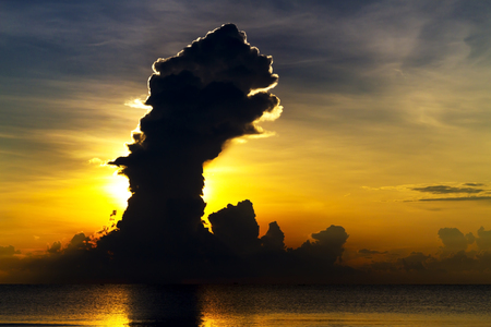 Sunrise silhouette morning at beach Ban Krut Beach, in Prachap Kirikhun Province Thailand is famous for travelの写真素材