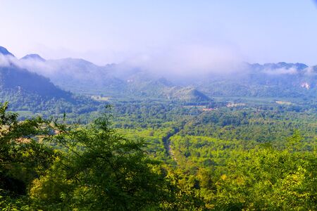 Field and mountain beautiful after the rain at countryside kanchanaburi province Thailand.の写真素材