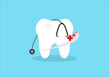 action character of whitening tooth on isolated backgroundのイラスト素材