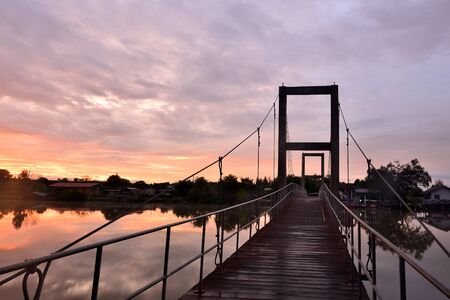 Ruksamae bridge across the canal to see the mangrove forest.の写真素材