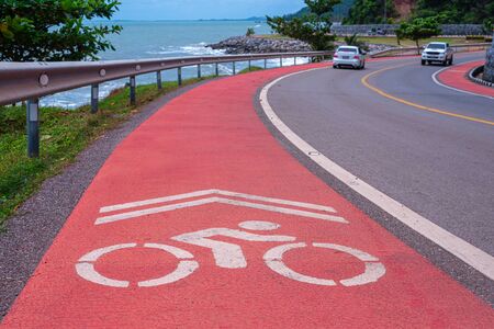 Travel on a winding road and beautiful at seaside Chanthaburi Thailand