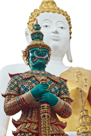 Giant guardian Wat Doi Kham at chiang mai, Art temple in Thailandの写真素材