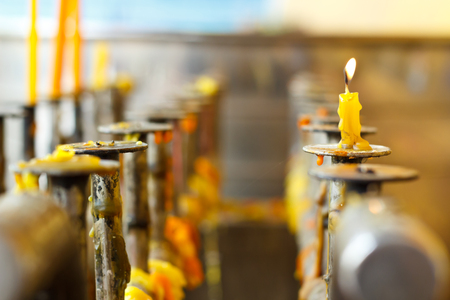 Candlestick Wat Pa Charoen Tham  at temple in Thailandの写真素材
