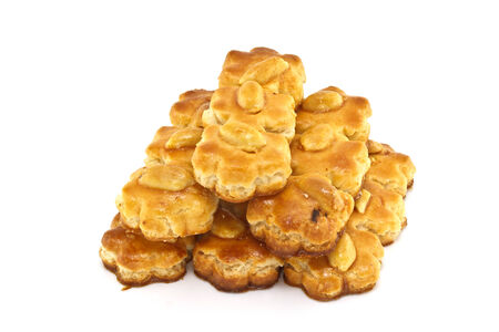 nut cookies close-up on whiteの写真素材
