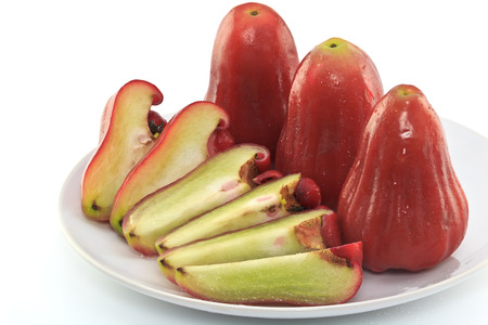 Rose apples on the plateの写真素材