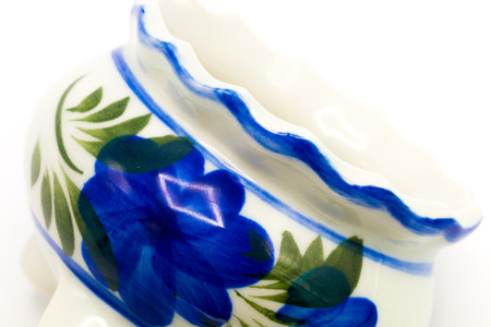 Cost-up ceramic vase  isolated on white background. It copy space and selection focus.の写真素材