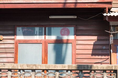 Vintage wood house  to creative texture and pattern for design and decoration isolate on background close upの写真素材