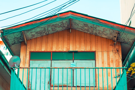 Vintage wood pastel color house to creative texture and pattern for design and decoration isolate on background close upの写真素材