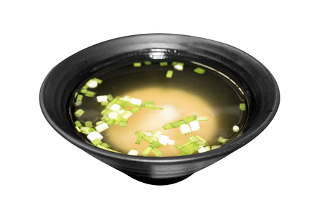 Japanese food, Miso soup on white background.Copy space.Clipping pathの写真素材