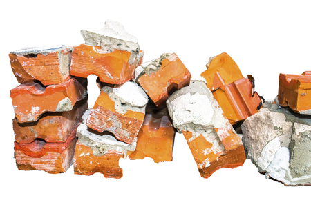 Raw brick and stone to creative for design and decoration isolate on background.Copy space.