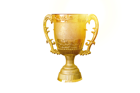 Golden cup isolate on background.Copy space.Clipping path.の写真素材