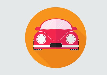 Flat long shadow car with orange circle shape background vector illustration.のイラスト素材