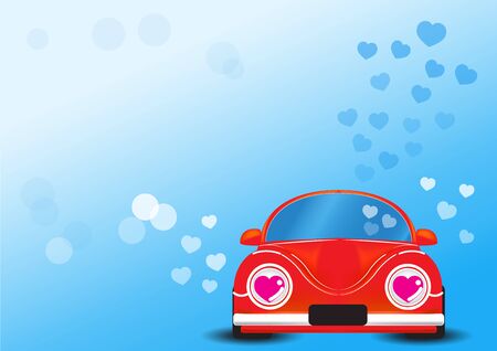 Red car with heart vector illustration design conceptのイラスト素材