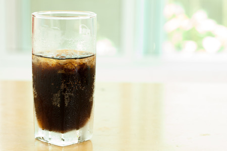 cola soft drinks with ice, Concept: The beverage cool in summer.