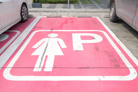 Special Parking places for women in the public car Park, Thailandの写真素材
