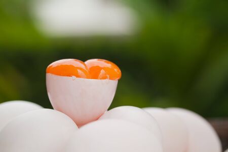 Egg yolks, Covered Eggs (Khai Krob) from Songkhla the Southern of Thailand