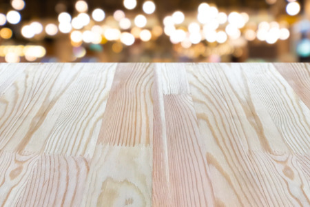 Empty wooden table on top over blur background, can be used mock up for montage products display or...