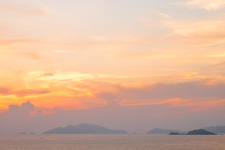 Beautiful of sunset with colorful sky in summer time concept travel, holiday and vacation. Tropical paradise beach nature landscape at Lipe island in Thailand.の写真素材